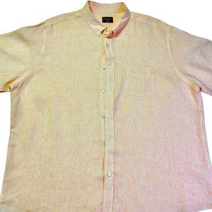 Untuckit Pink Stripe Shirt Short Sleeve 100% Linen Button Down Mens 2XL XXL
